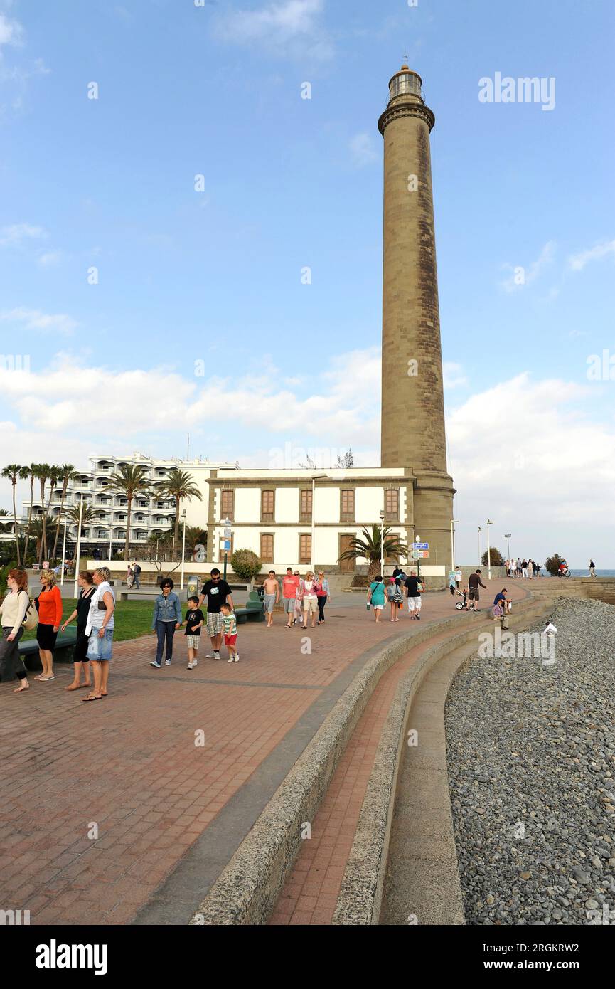 Phare de Maspalomas. San Bartolome de Tirajana, Gran Canaria, Espagne. Banque D'Images