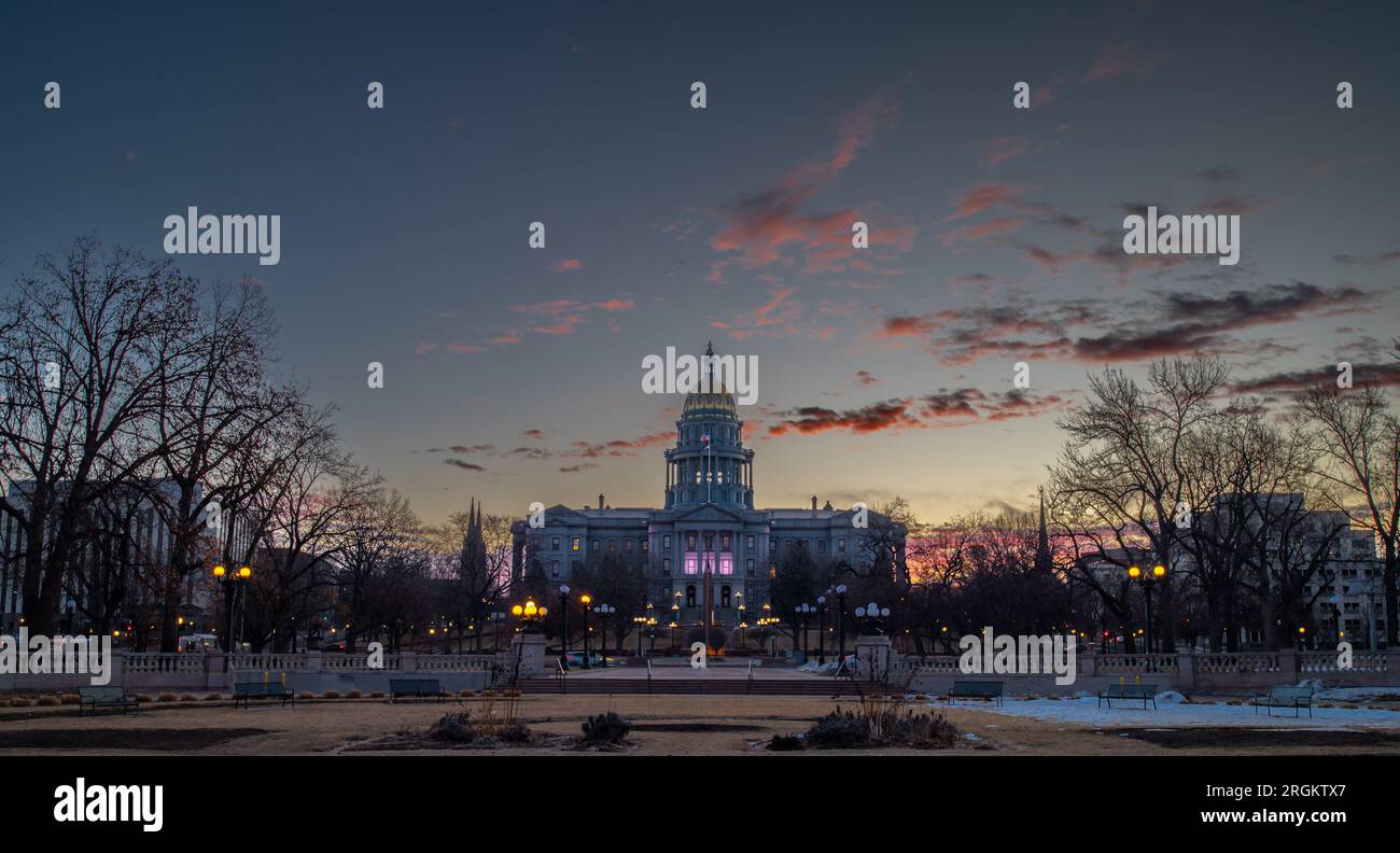 Bâtiment du Capitole de l'État du Colorado à Denver à l'aube Banque D'Images