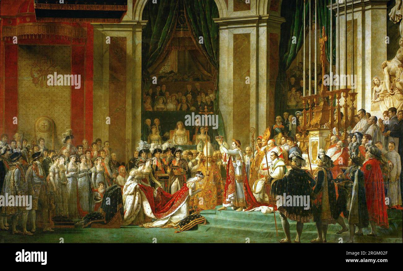 NAPOLÉON BONAPARTE (1769-1821) lors de son couronnement à notre Dame le 2 décembre 1804 par Jacques-Louis David Banque D'Images