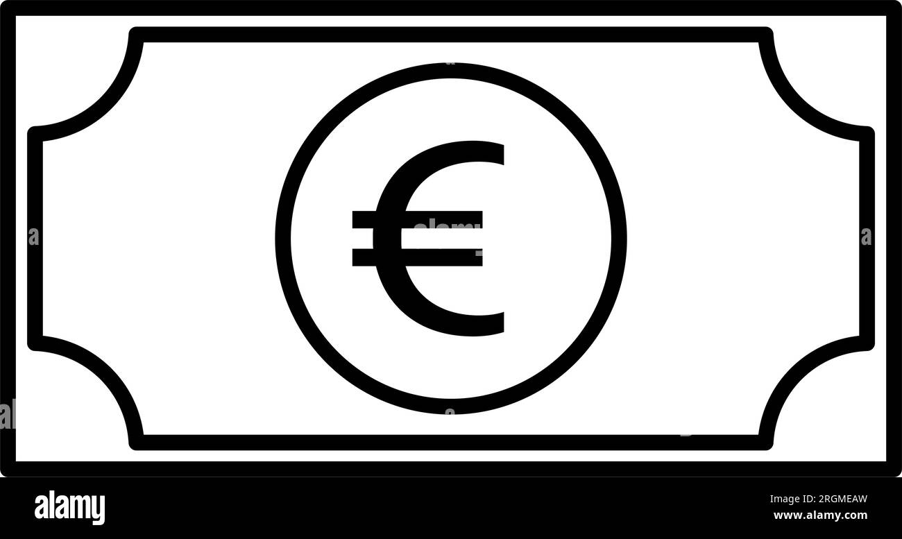 Symbole de l'icône de billet en euros. Illustration vectorielle plate Illustration de Vecteur