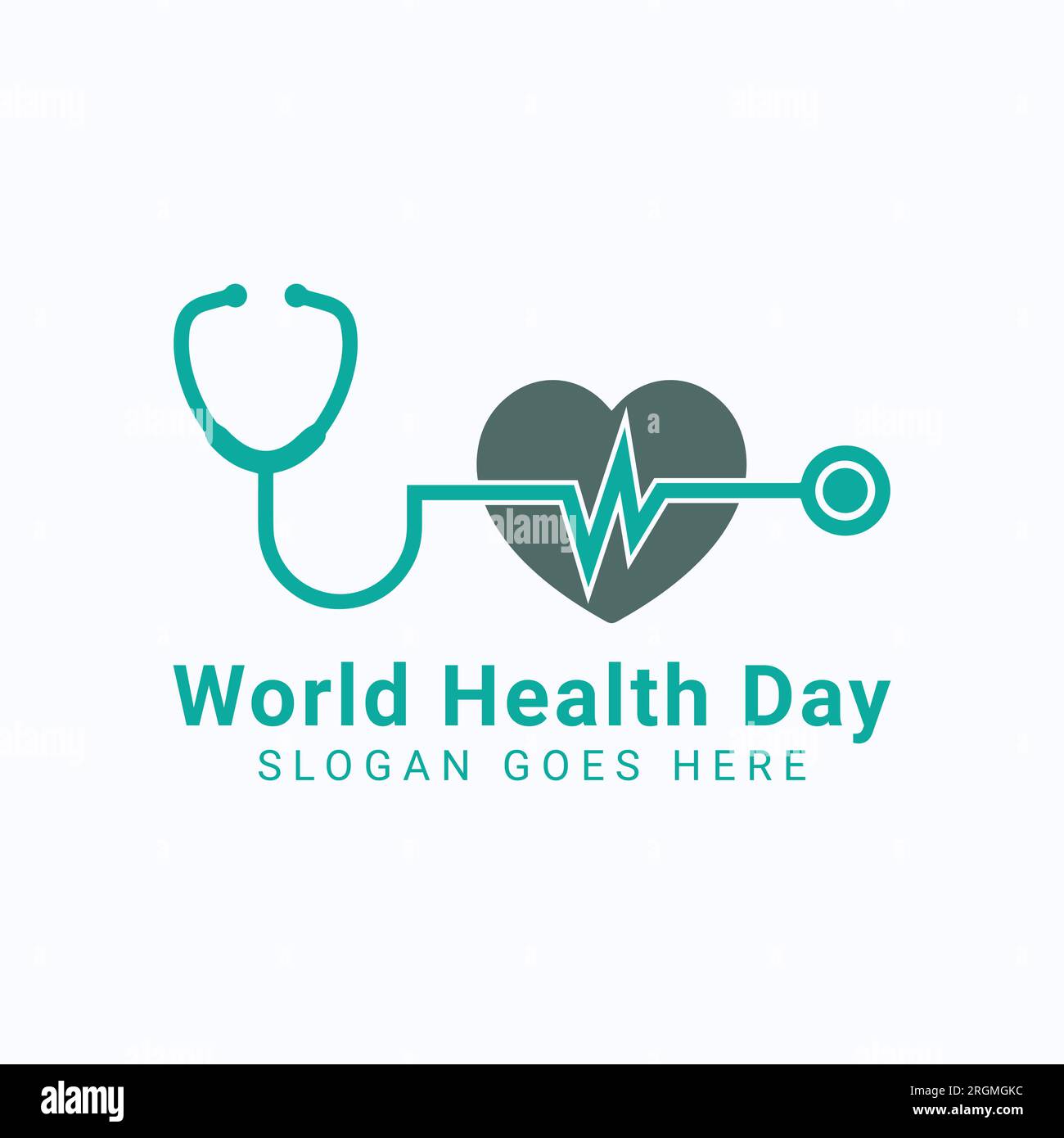 Logo de la Journée mondiale de la santé Design Statoscope avec logo Heart Beat Medical Clinic Doctor icône Illustration de Vecteur