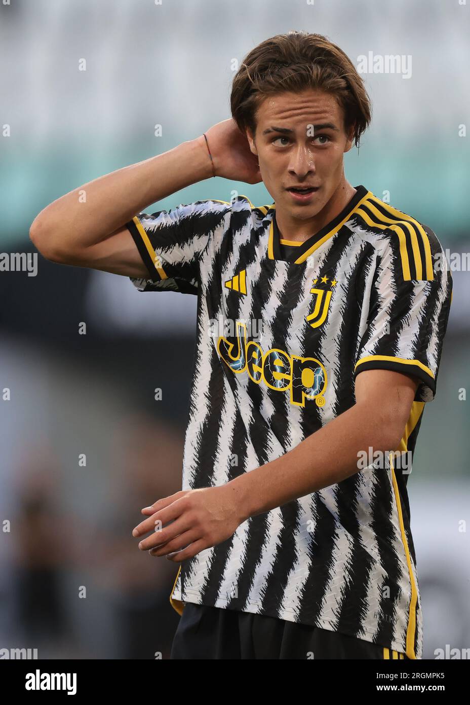 Juventus, Italie. 9 août 2023. Kenan Yildiz de la Juventus réagit pendant le match d'entraînement au stade Allianz, Turin. Date de la photo : 9 août 2023. Le crédit photo devrait se lire : Jonathan Moscrop/Sportimage crédit : Sportimage Ltd/Alamy Live News Banque D'Images Juventus, Italie. 9 août 2023. Kenan Yildiz de la Juventus réagit pendant le match d'entraînement au stade Allianz, Turin. Date de la photo : 9 août 2023. Le crédit photo devrait se lire : Jonathan Moscrop/Sportimage crédit : Sportimage Ltd/Alamy Live News Banque D'Images