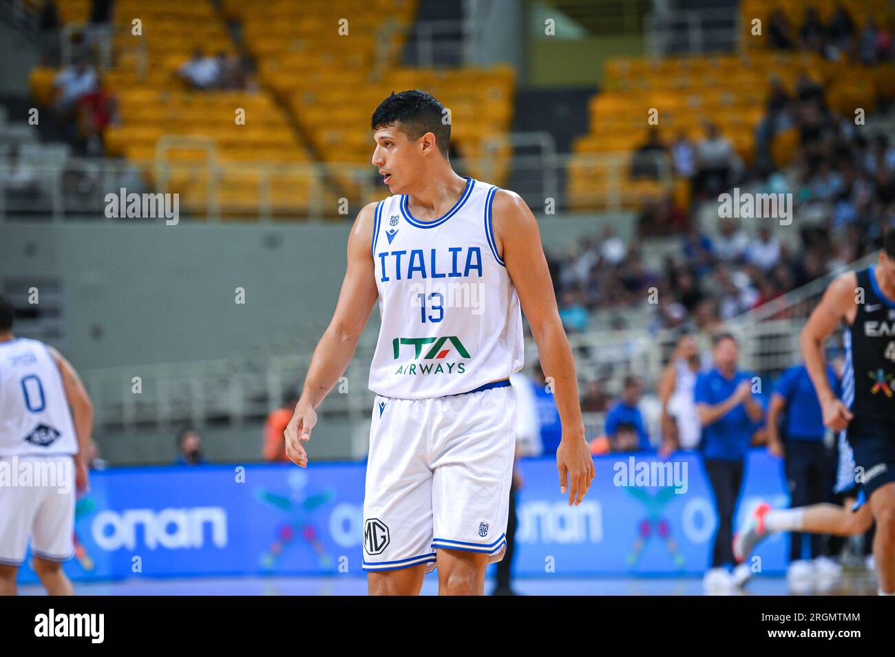 Athènes, Lombardie, Grèce. 10 août 2023. 13 SIMONE FONTECCHIO d'Italie lors du match du tournoi de l'Acropole égéenne entre la Grèce et l'Italie au stade Oaka le 10 août 2023, à Athènes, Grèce. (Image de crédit : © Stefanos Kyriazis/ZUMA Press Wire) USAGE ÉDITORIAL SEULEMENT! Non destiné à UN USAGE commercial ! Banque D'Images