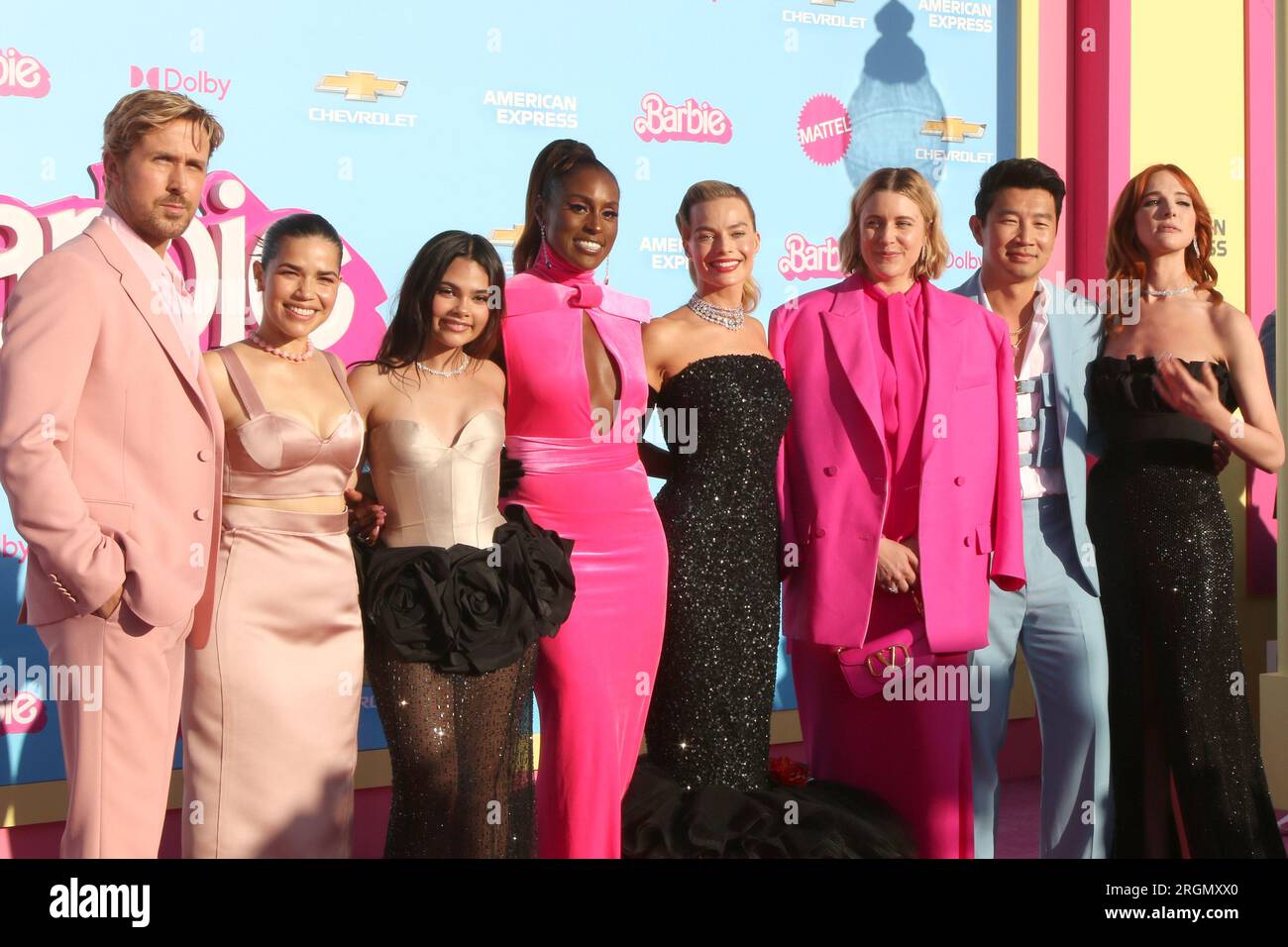 Première mondiale de Barbie au Shrine Auditorium le 9 juillet 2023 à Los Angeles, CA avec : Ryan Gosling, America Ferrera, Ariana Greenblatt, Issa Rae, Margot Robbie Greta Gerwig, Simu Liu, Hari NEF où : Los Angeles, Californie, États-Unis quand : 10 juillet 2023 crédit : Nicky Nelson/WENN Banque D'Images
