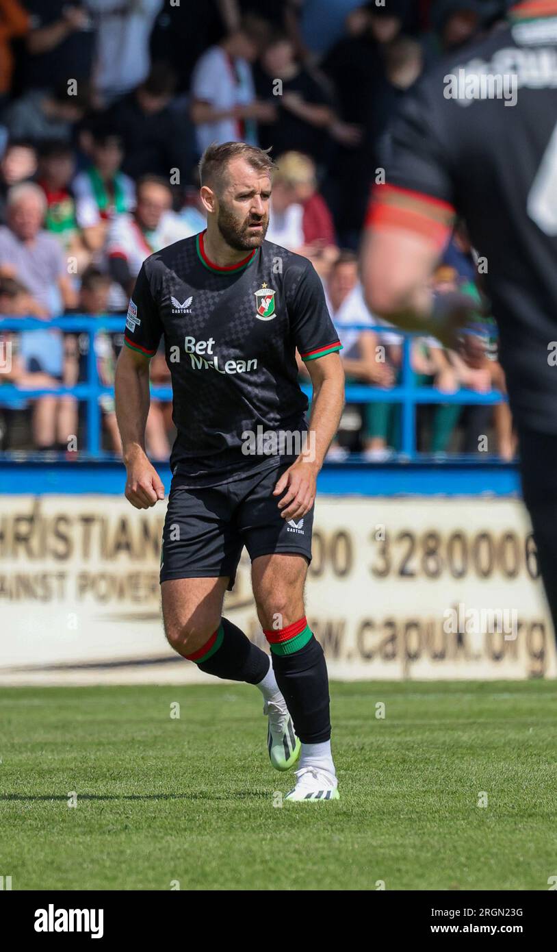 Mourneview Park, Lurgan, comté d'Armagh, Irlande du Nord, Royaume-Uni. 05 août 2023. Sports Direct Premiership – Glenavon 0 Glentoran 1, ouverture de la saison Premiership. Joueur de football de la Ligue irlandaise, le footballeur Glentoran Niall McGinn Banque D'Images