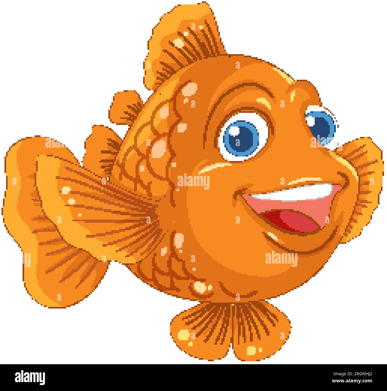 Un poisson rouge joyeux de dessin animé isolé sur un fond blanc Illustration de Vecteur