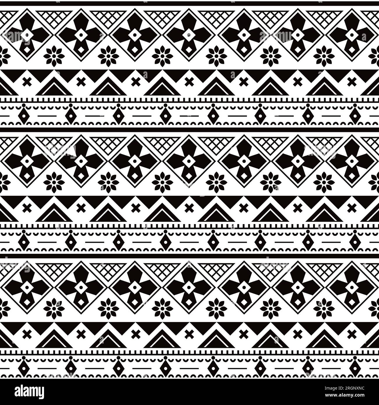 Ukrainien Vyshyvanka vecteur motif de point de croix sans couture en noir sur fond blanc, ornement traditionnel Illustration de Vecteur