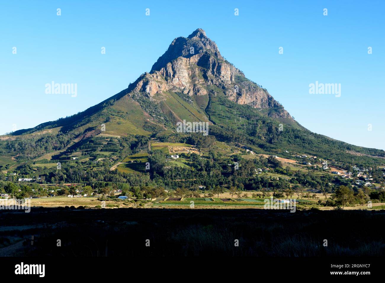 Vue sur la montagne Simonsberg depuis la vallée de Banhoek, Stellenbosch Banque D'Images