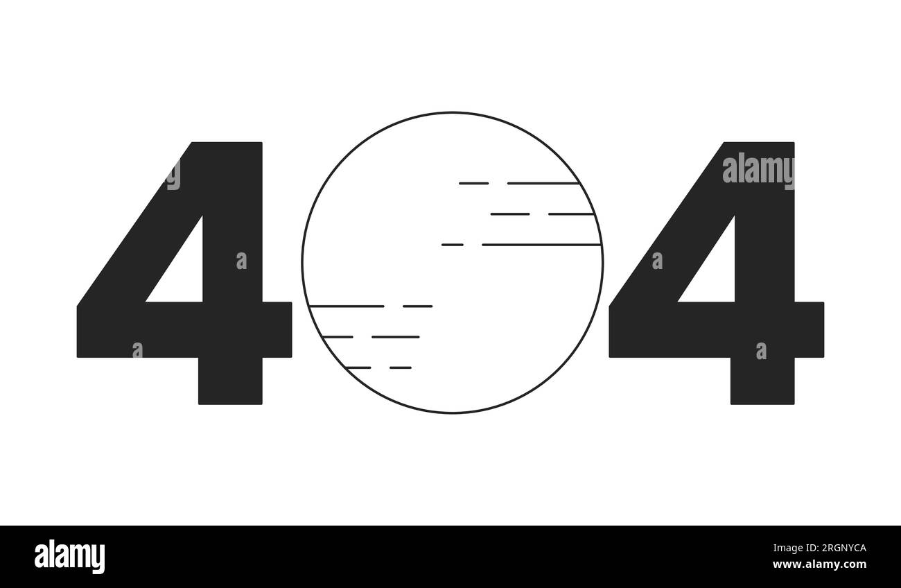 Astronomie corps céleste noir blanc erreur 404 message flash Illustration de Vecteur