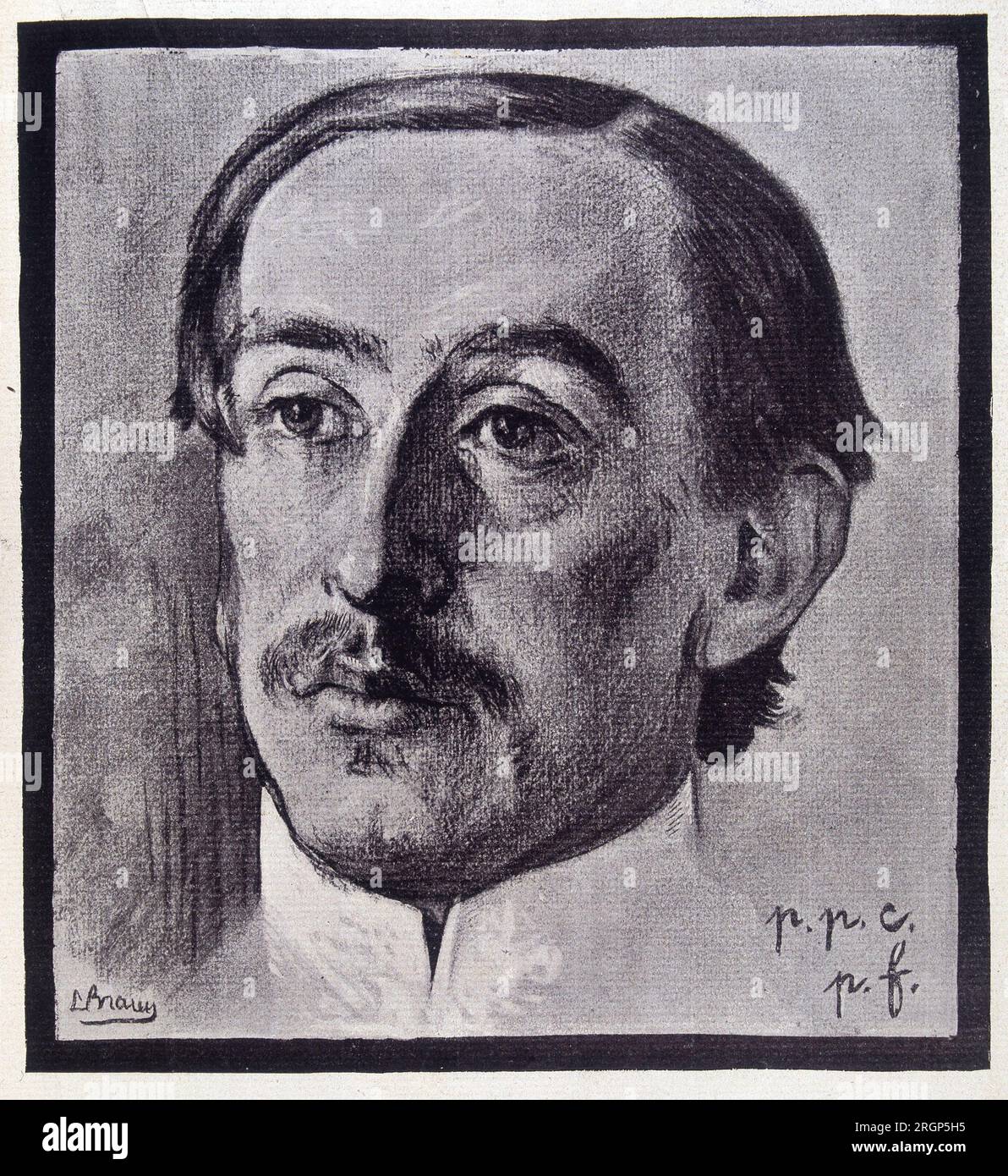 Maurice Barrès par Leopold Braun - in 'l'assiette au beurre' du 31/05/1902. Banque D'Images