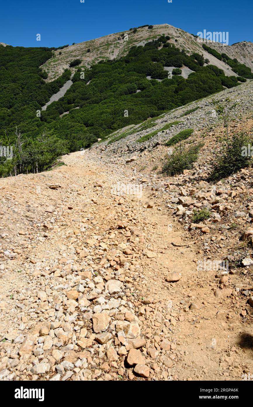 Sentier '579 - Sentiero dei Pellegrini' au 'Santuario Madonna dall'Alto' dans le parc de Madonie, Sicile, Italie (08) Banque D'Images