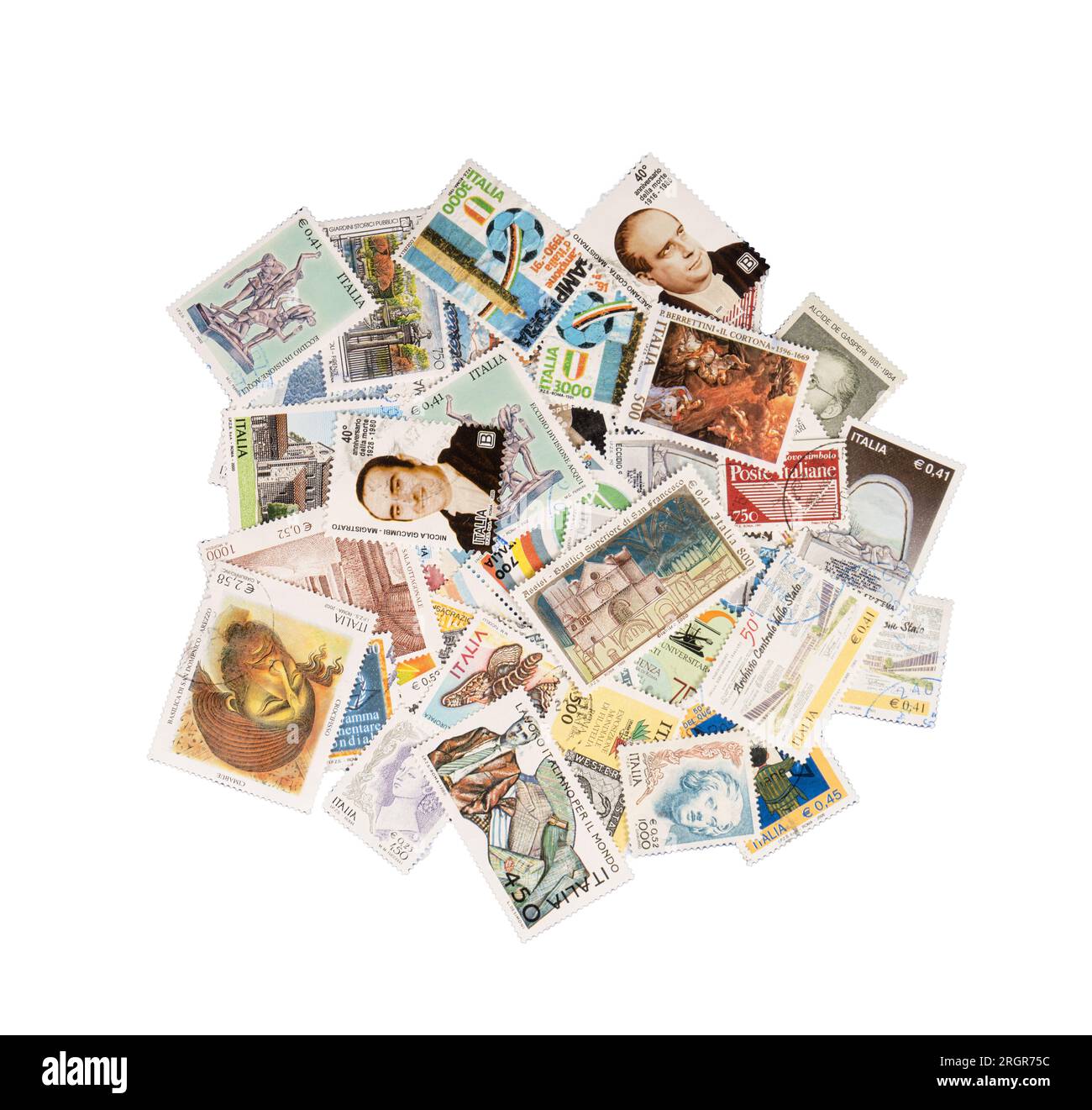Quelques timbres sur un fond transparent Banque D'Images