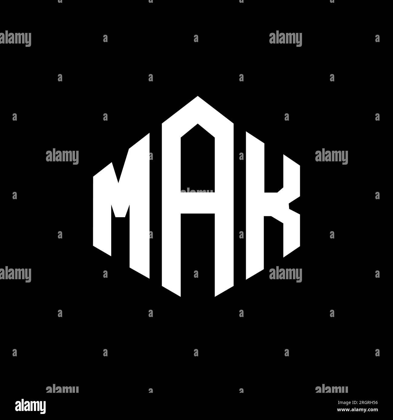 Logo de lettre MAK avec forme de polygone. Logo en forme de polygone et de cube MAK. Modèle de logo vectoriel MAK hexagone couleurs blanches et noires. MAK monogr Illustration de Vecteur