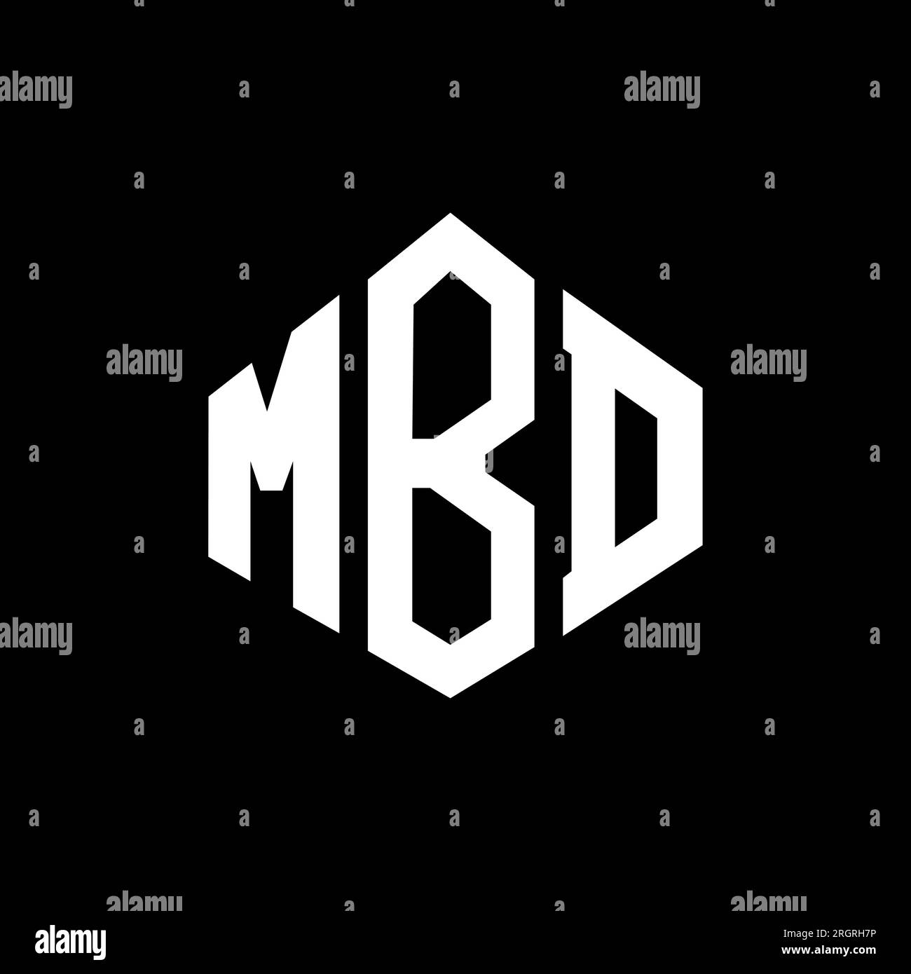 Logo de lettre MBD avec forme de polygone. Design de logo en forme de polygone et de cube MBD. Modèle de logo vectoriel MBD hexagone couleurs blanches et noires. Monogr. MBD Illustration de Vecteur