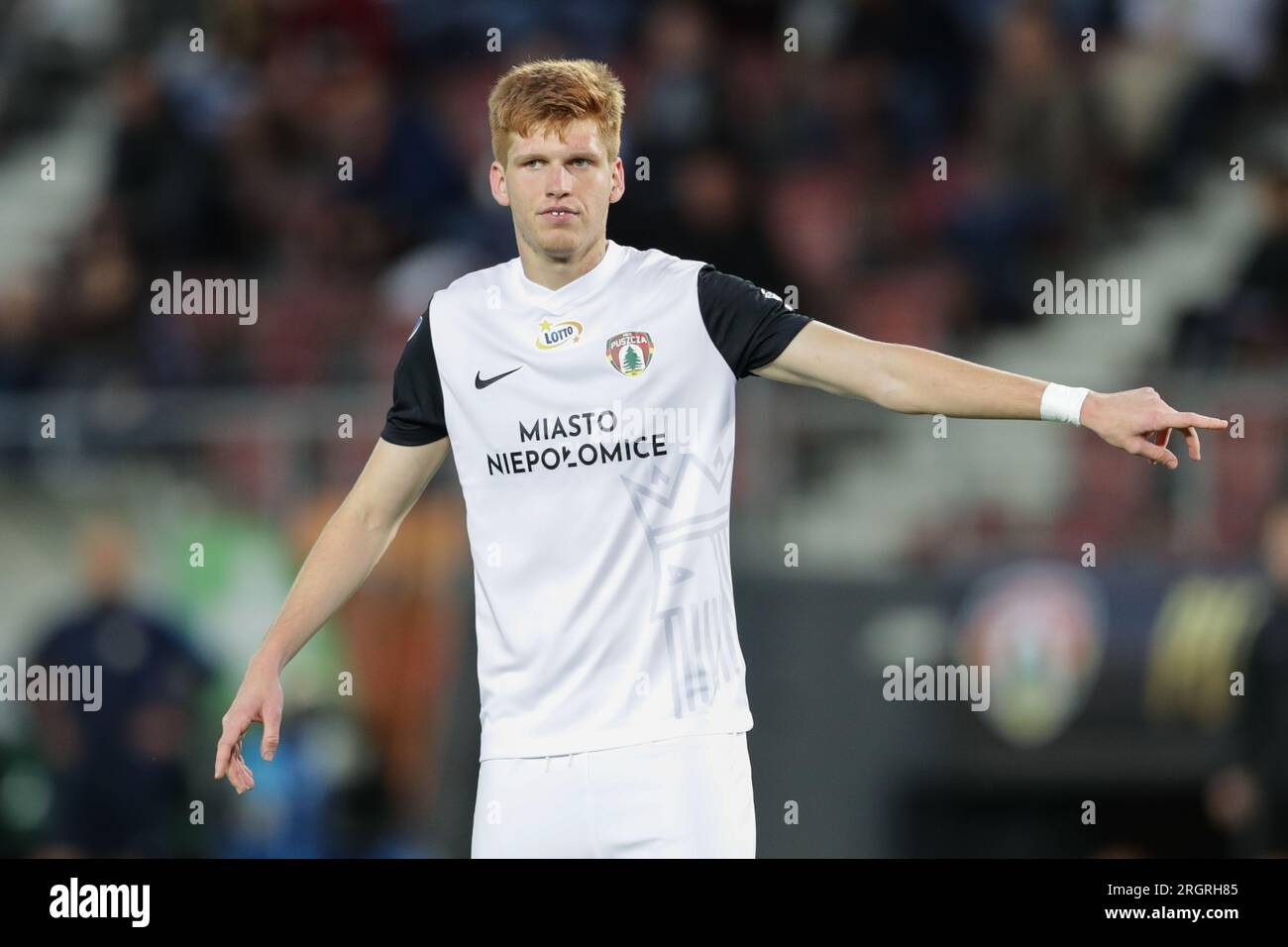 Jordan Majchrzak de Puszcza Niepolomice vu lors du match de football polonais PKO Ekstraklasa League 2023/2024 entre Puszcza Niepolomice et Stal Mielec au stade de Cracovia. Score final ; Puszcza Niepolomice 1:0 Stal Mielec. Banque D'Images