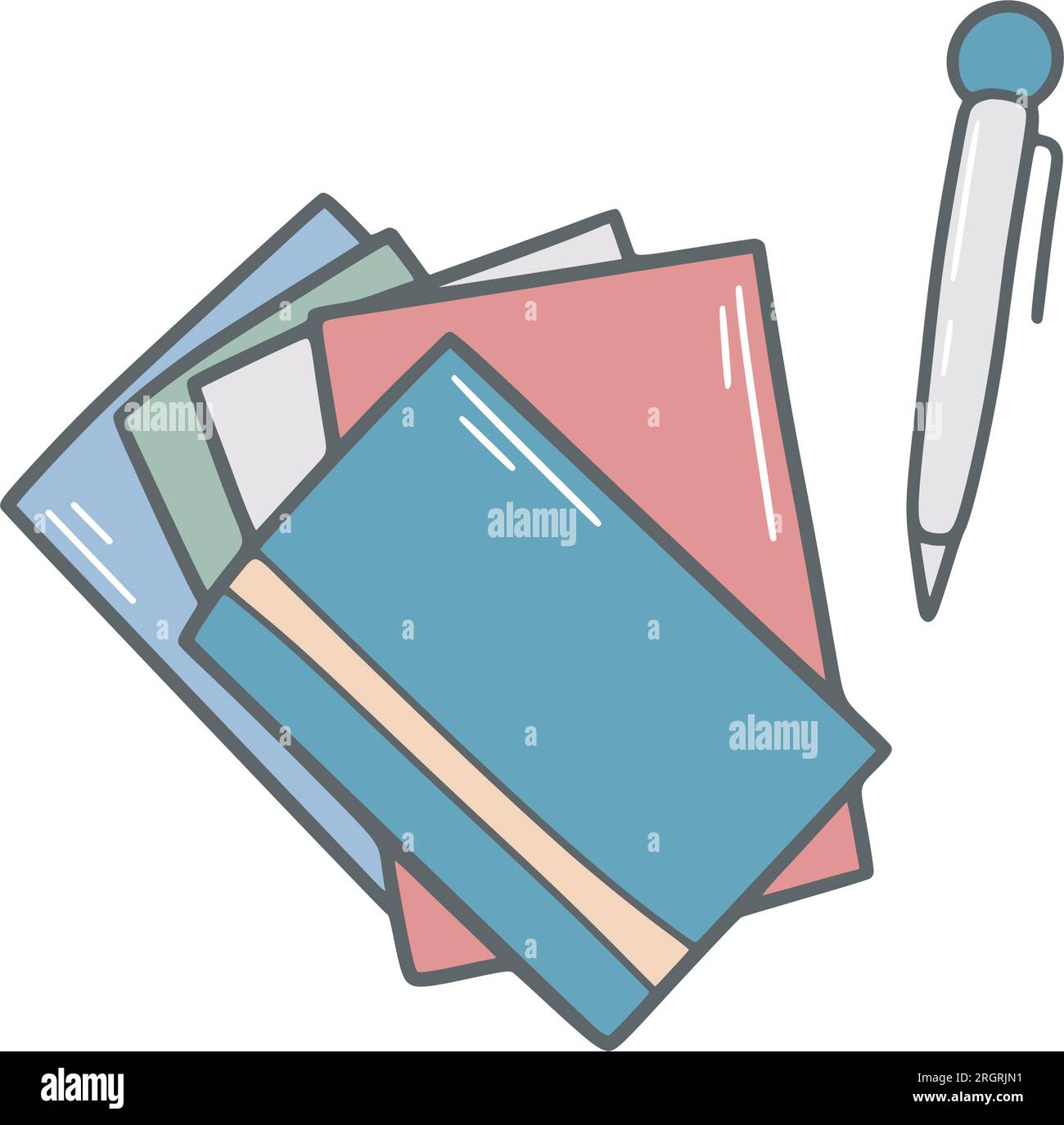 Carnet et stylo dessinés à la main. Le concept de prendre des notes. Ensemble de papeterie pour la prise de notes, illustration vectorielle de style doodle Illustration de Vecteur