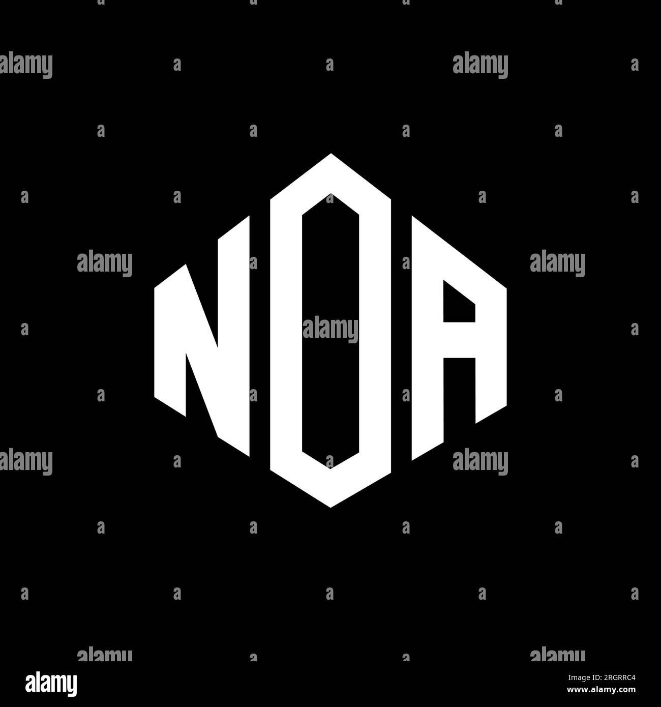 Logo de lettre NOA avec forme polygonale. Logo en forme de polygone et de cube NOA. Modèle de logo vectoriel hexagonal NOA couleurs blanc et noir. NOA monogr Illustration de Vecteur