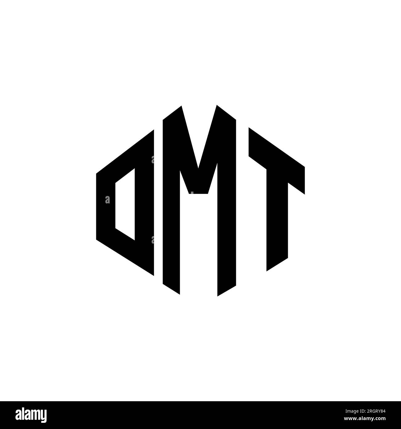 Logo de lettre OMT avec forme de polygone. Logo en forme de polygone et de cube OMT. Modèle de logo vectoriel hexagone OMT couleurs blanches et noires. Monogr. OMT Illustration de Vecteur