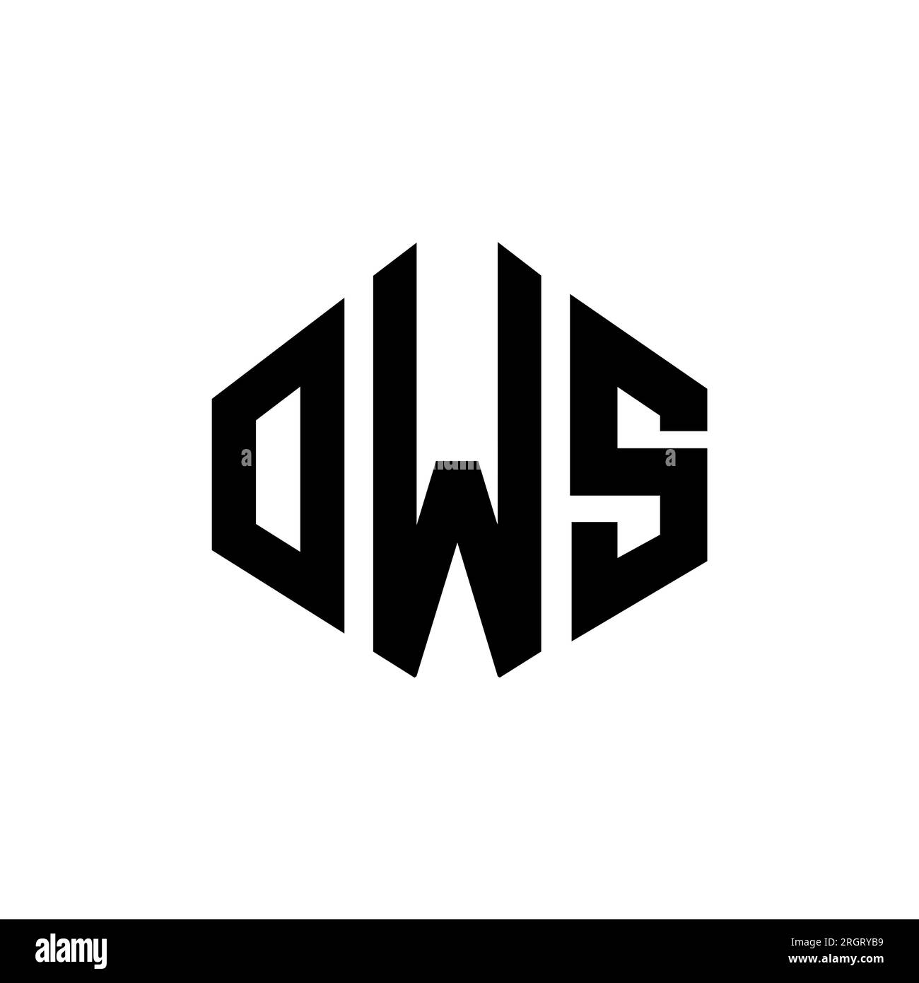 Logo de lettre OWS avec forme de polygone. Design de logo en forme de polygone et de cube OWS. Modèle de logo vectoriel hexagone OWS couleurs blanches et noires. Monogr. OWS Illustration de Vecteur