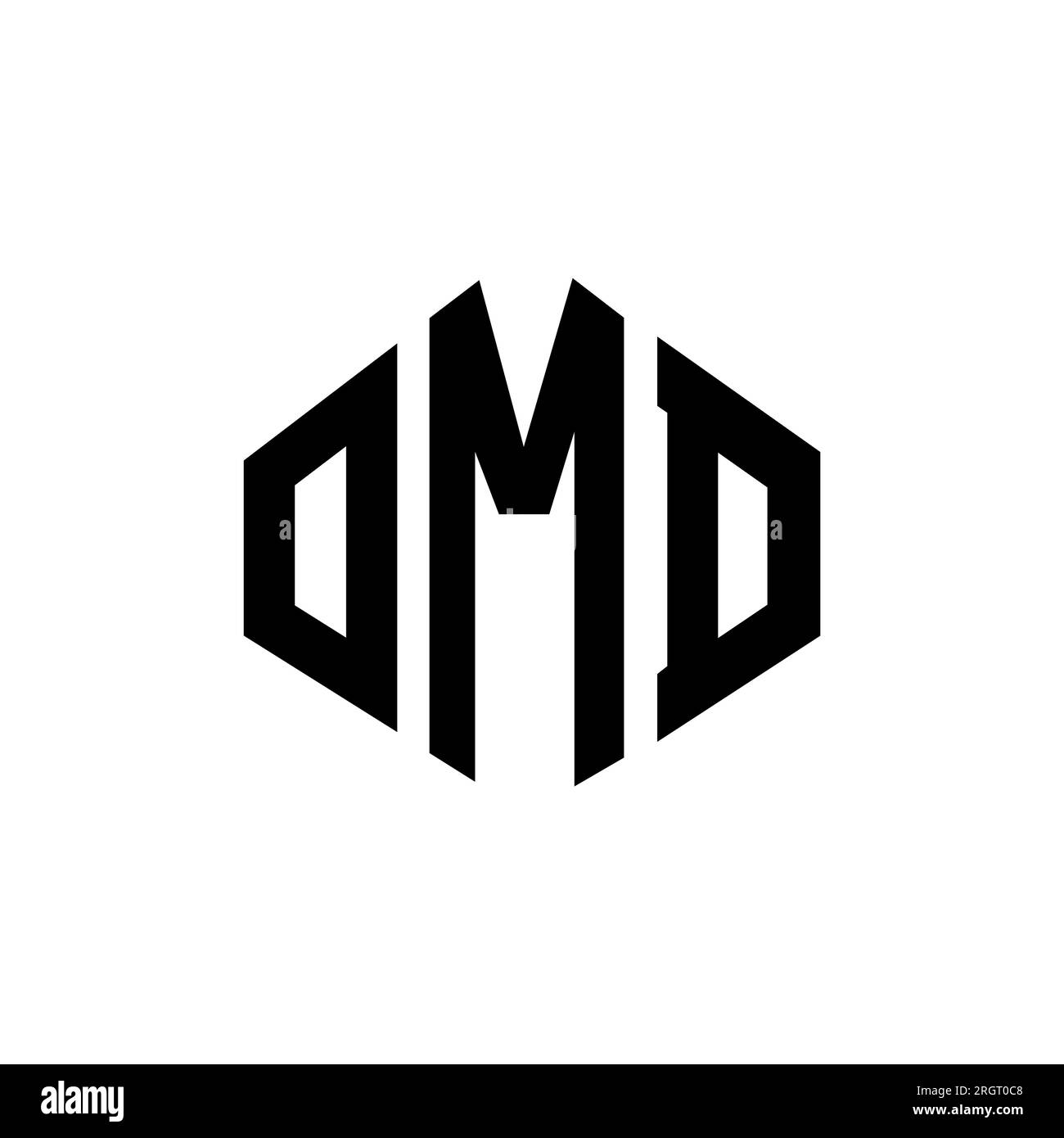 Logo de lettre OMD avec forme de polygone. Logo en forme de polygone et de cube OMD. Modèle de logo vectoriel hexagone OMD couleurs blanches et noires. OMD monogr Illustration de Vecteur