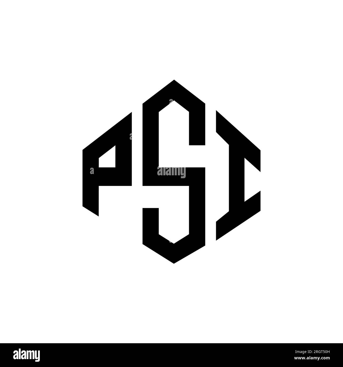 Logo de lettre PSI avec forme de polygone. Logo en forme de polygone PSI et de cube. Modèle de logo vecteur hexagonal PSI couleurs blanc et noir. PSI monogr Illustration de Vecteur