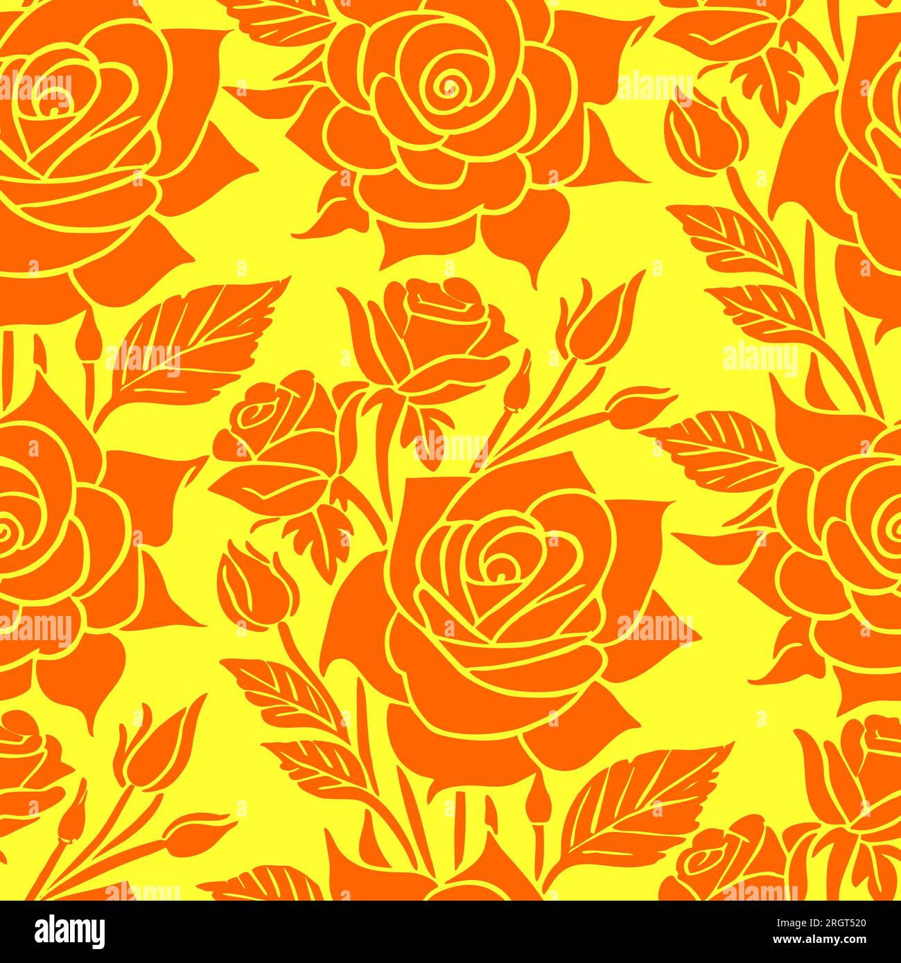 fleurs roses jaune-orange motif sans couture, texture, design Banque D'Images