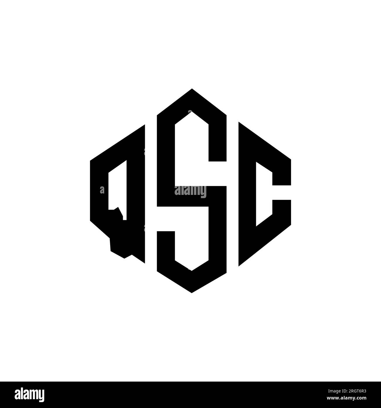 Conception de logo de lettre QSC avec forme de polygone. Design de logo en forme de polygone et de cube QSC. Modèle de logo vectoriel hexagone QSC couleurs blanches et noires. QSC monogr Illustration de Vecteur