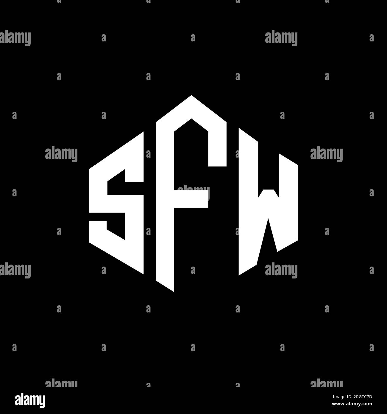 Logo de lettre SFW avec forme de polygone. Design de logo en forme de polygone et de cube SFW. Modèle de logo vectoriel hexagone SFW couleurs blanches et noires. SFW monogr Illustration de Vecteur