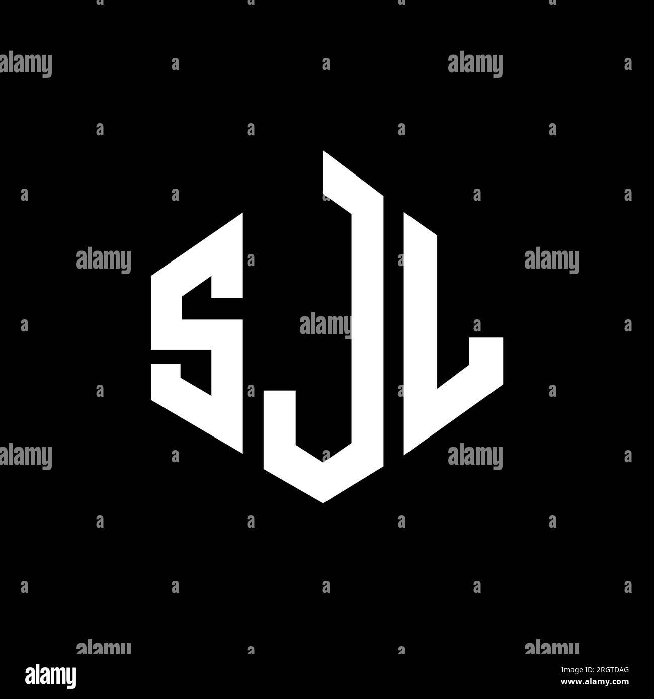 Logo de lettre SJL avec forme de polygone. Logo en forme de polygone et de cube SJL. Modèle de logo vectoriel hexagone SJL couleurs blanches et noires. SJL monogr Illustration de Vecteur