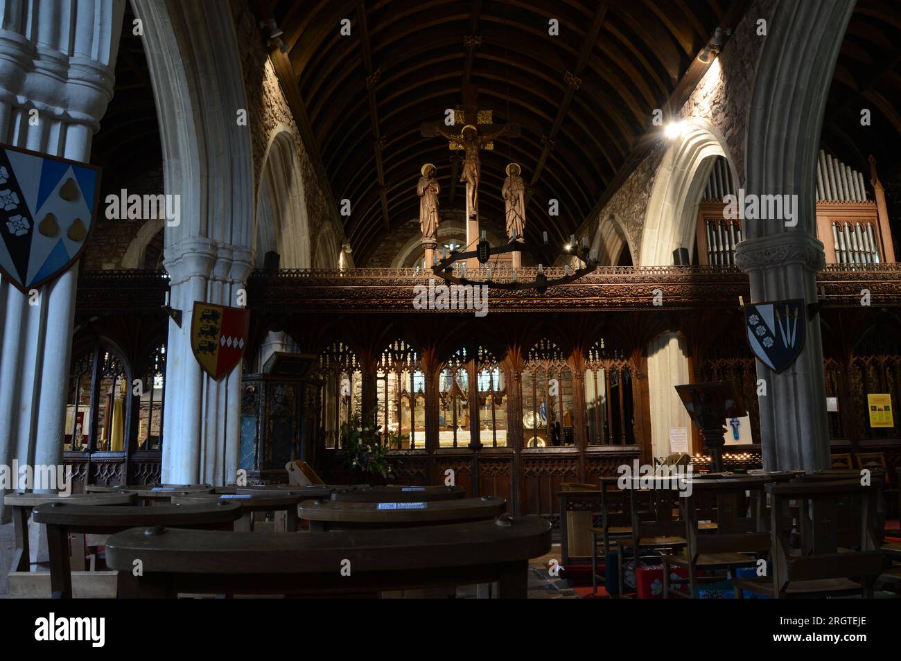 Belle et ancienne église de St George et St Mary Cockington, Torquay Banque D'Images