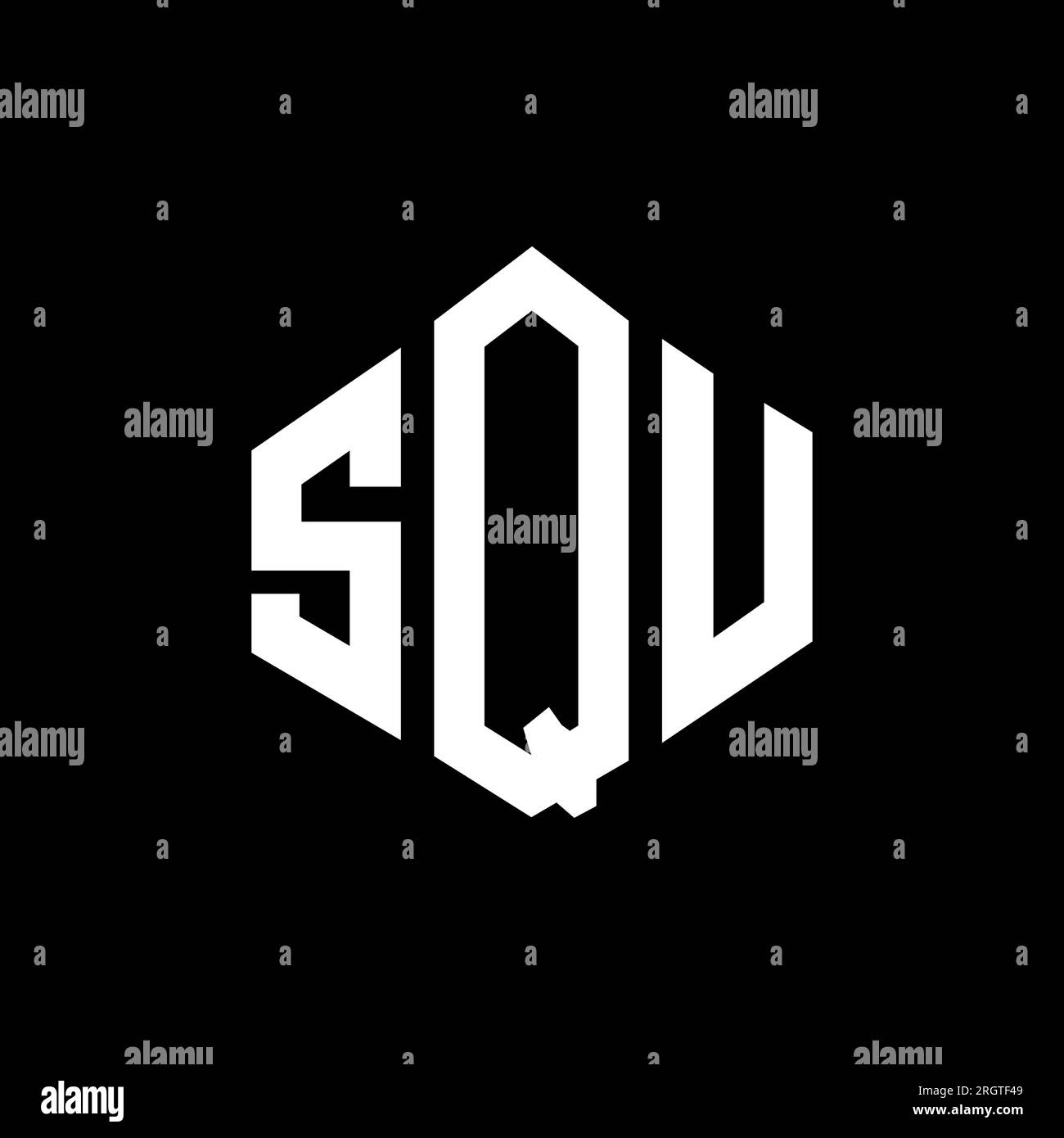 Conception de logo de lettre SQU avec forme de polygone. Polygone SQU et logo en forme de cube. Modèle de logo vectoriel SQU hexagone couleurs blanches et noires. Monogr. SQU Illustration de Vecteur