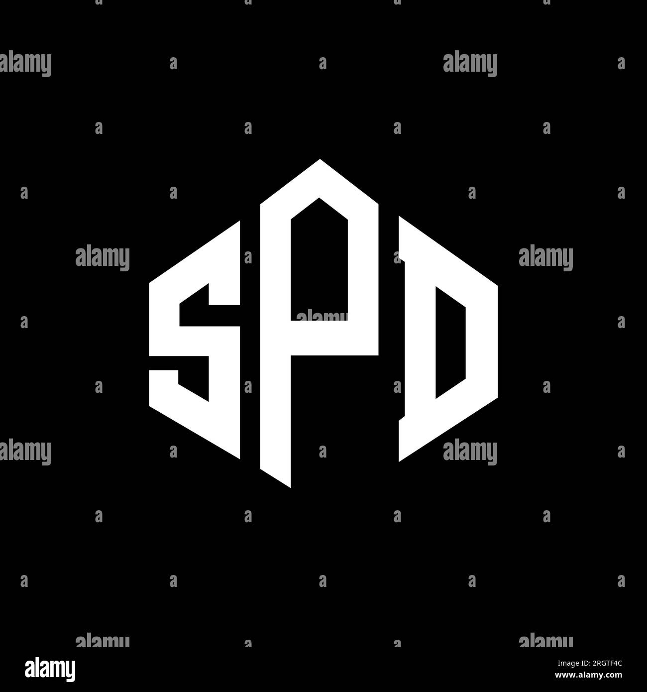 Logo SPD lettre avec forme de polygone. Conception de logo en forme de polygone et de cube SPD. Modèle de logo vectoriel SPD hexagone couleurs blanches et noires. Vitesse monogr Illustration de Vecteur