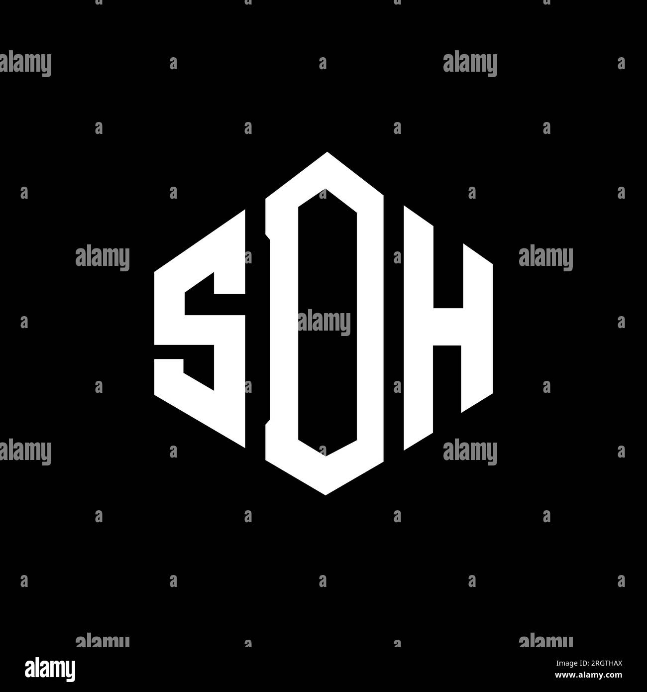 Logo SDH lettre avec forme de polygone. Logo en forme de polygone et de cube SDH. Modèle de logo vectoriel hexagone SDH couleurs blanches et noires. SDH monogr Illustration de Vecteur