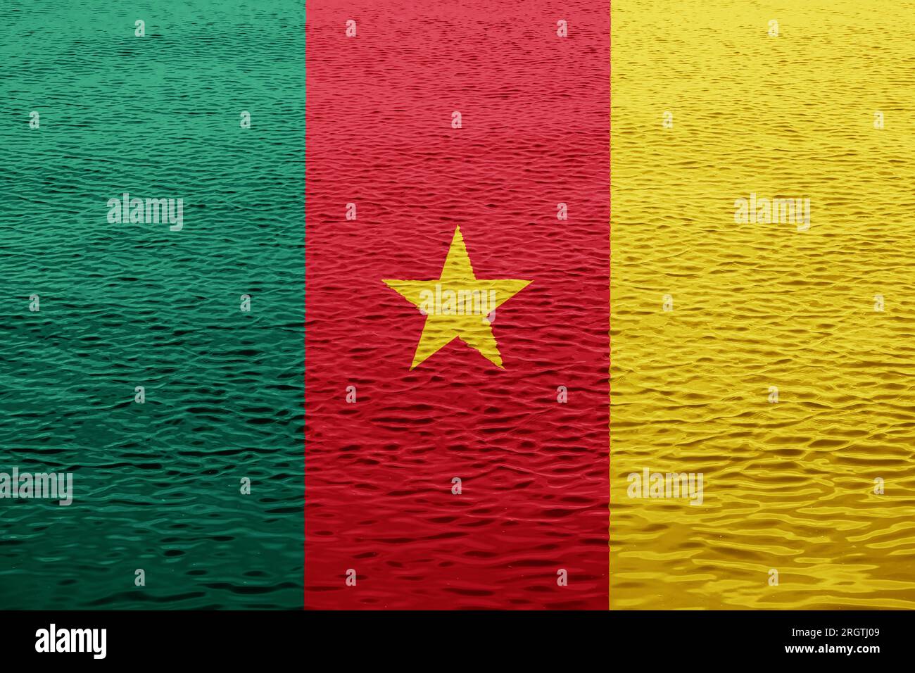 Drapeau de la République du Cameroun sur fond texturé. Collage de concept. Banque D'Images