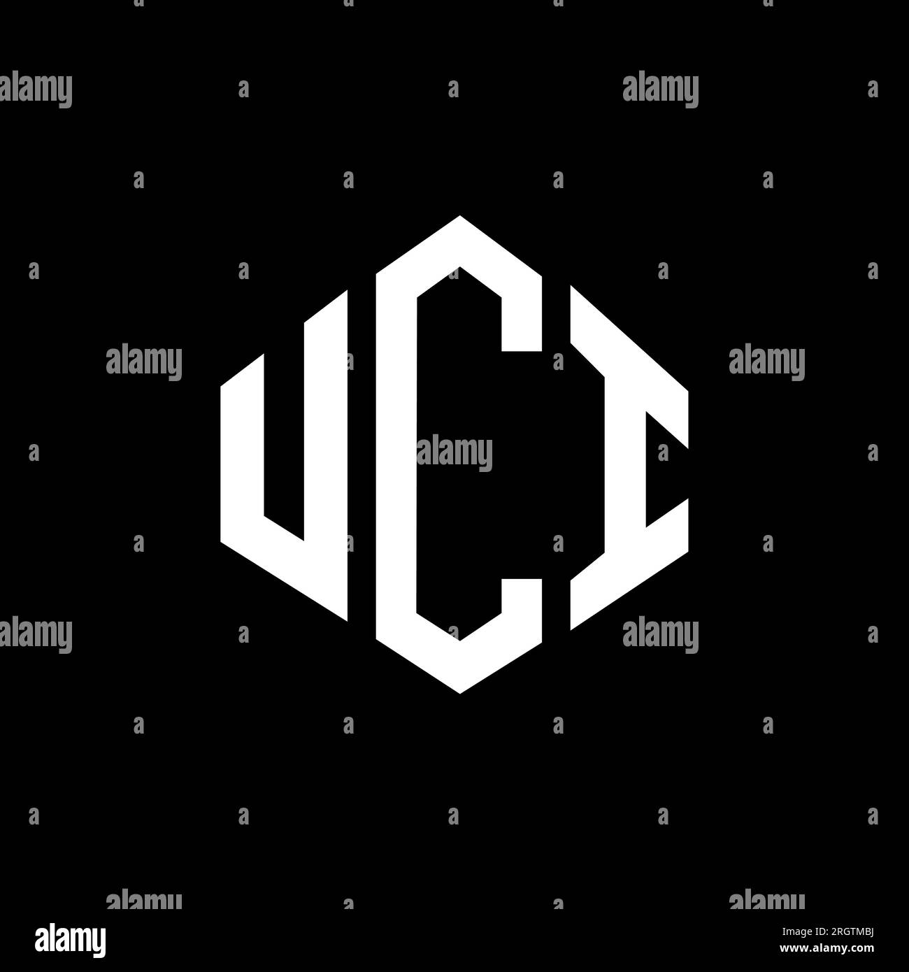 Logo de lettre UCI avec forme de polygone. Logo en forme de polygone et de cube UCI. Modèle de logo vectoriel hexagone UCI couleurs blanc et noir. UCI monogr Illustration de Vecteur