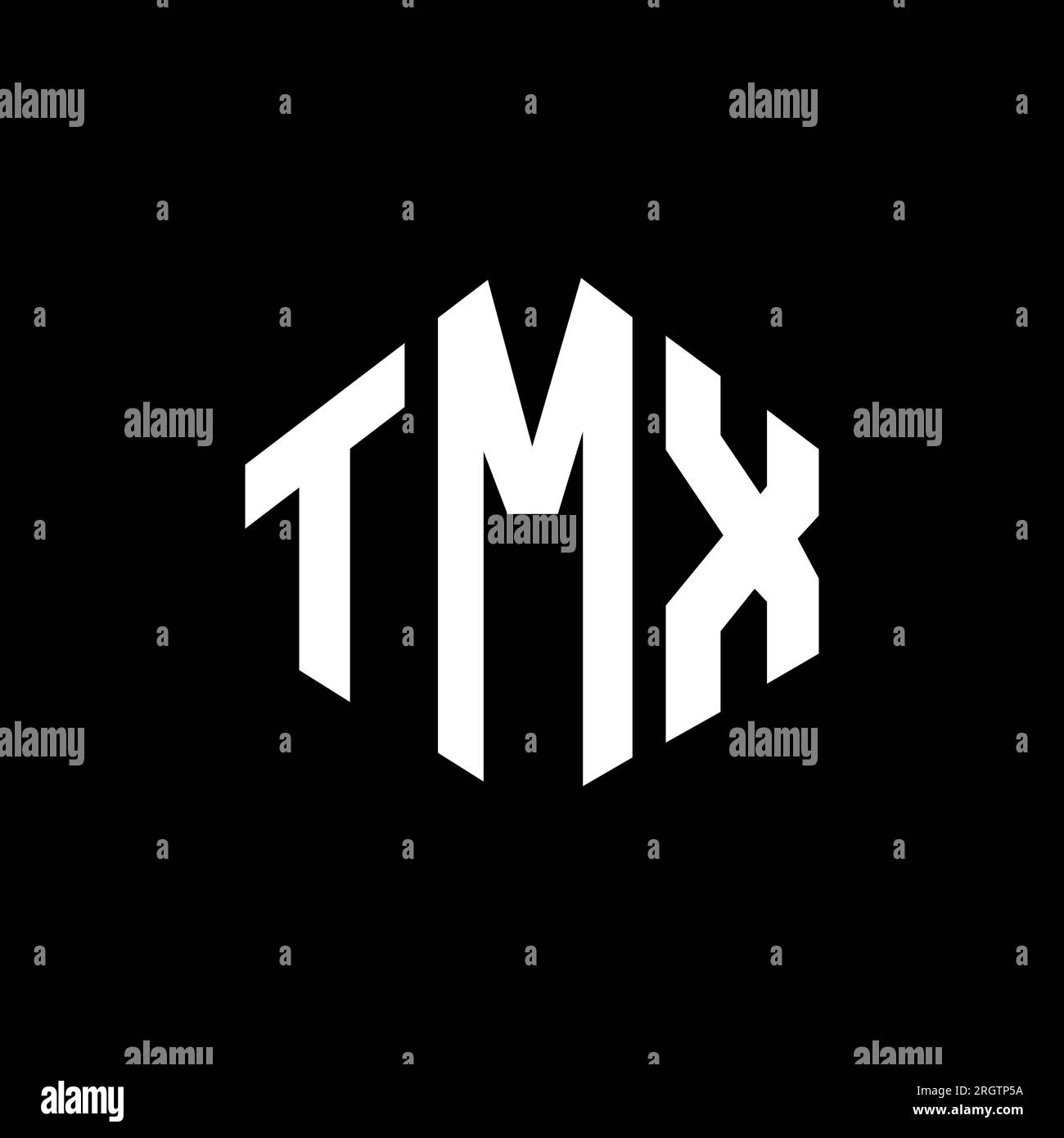 Logo de lettre TMX avec forme de polygone. Logo en forme de polygone et de cube TMX. Modèle de logo vectoriel hexagone TMX couleurs blanc et noir. Monogr. TMX Illustration de Vecteur