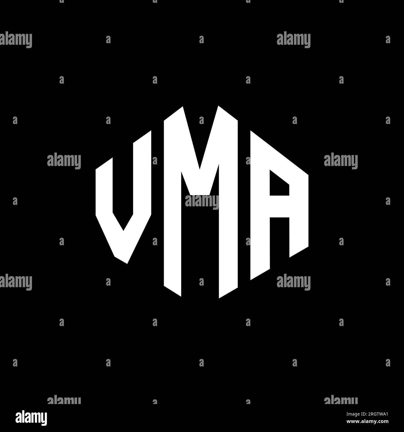 Logo de lettre VMA avec forme de polygone. Logo en forme de polygone et de cube VMA. Modèle de logo vectoriel hexagone VMA couleurs blanc et noir. Monogr. VMA Illustration de Vecteur