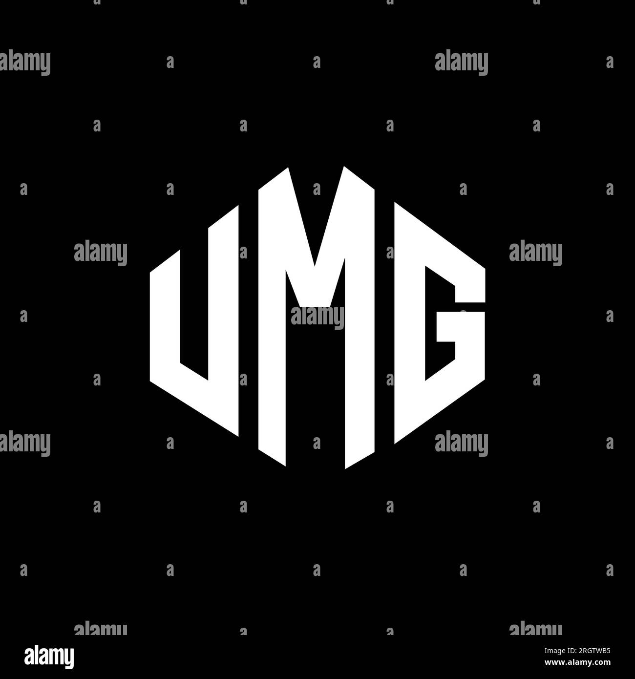 Conception de logo de lettre UMG avec forme de polygone. Design de logo en forme de polygone et de cube UMG. Modèle de logo vectoriel hexagone UMG couleurs blanches et noires. UMG monogr Illustration de Vecteur