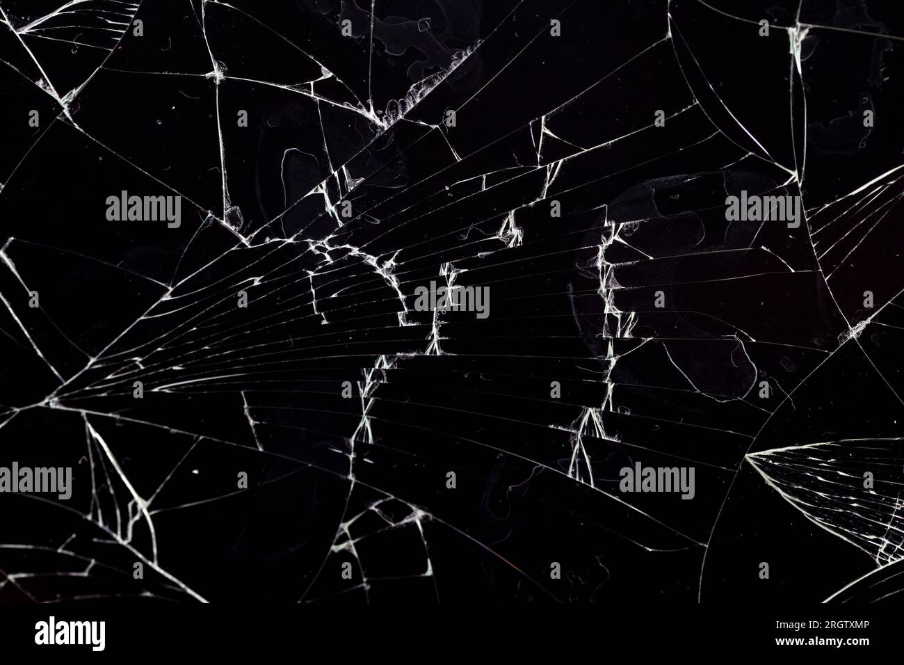 vieux verre cassé avec des fissures et diverses taches et saleté Banque D'Images