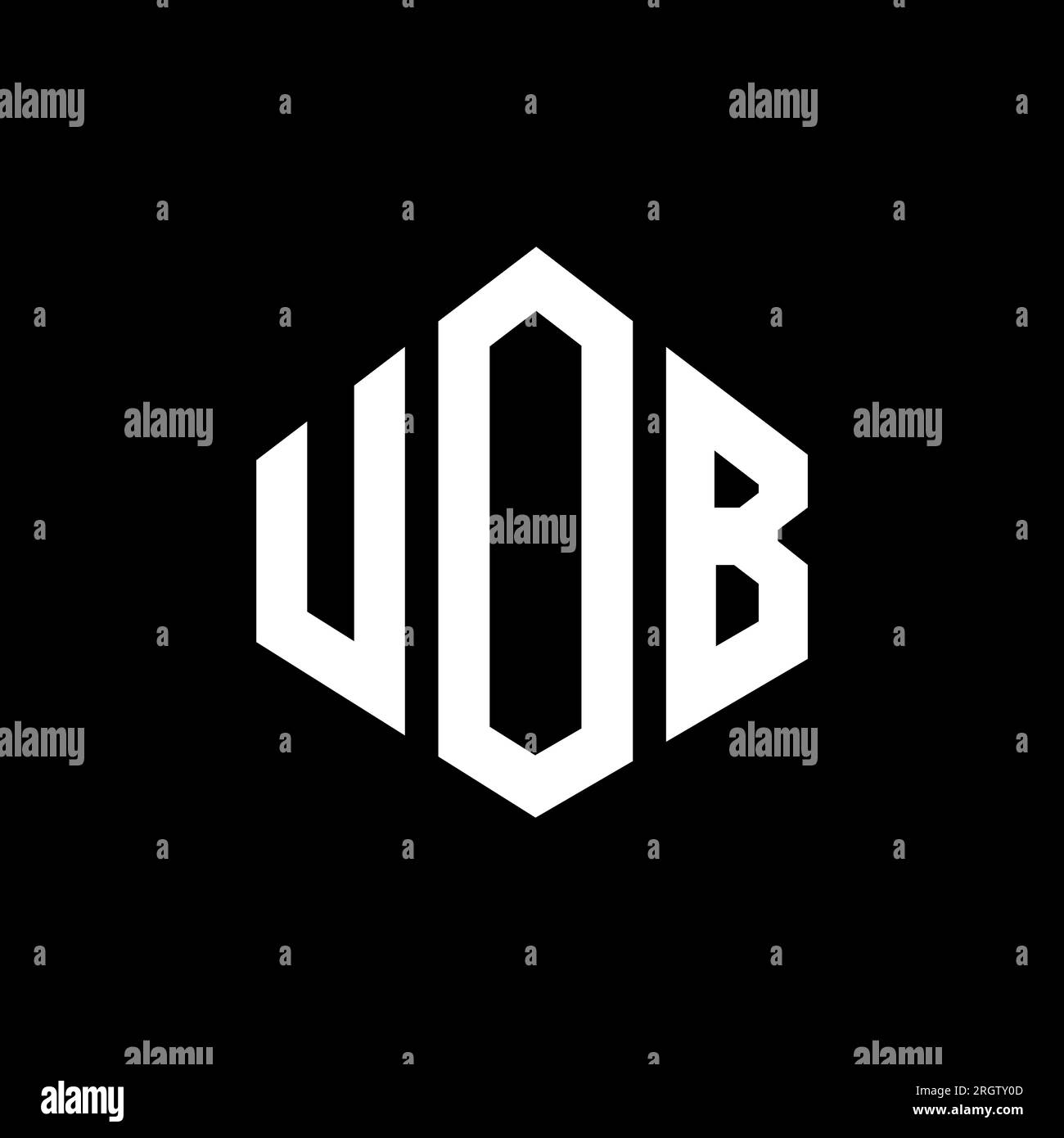 Logo de lettre UOB avec forme de polygone. Logo en forme de polygone et