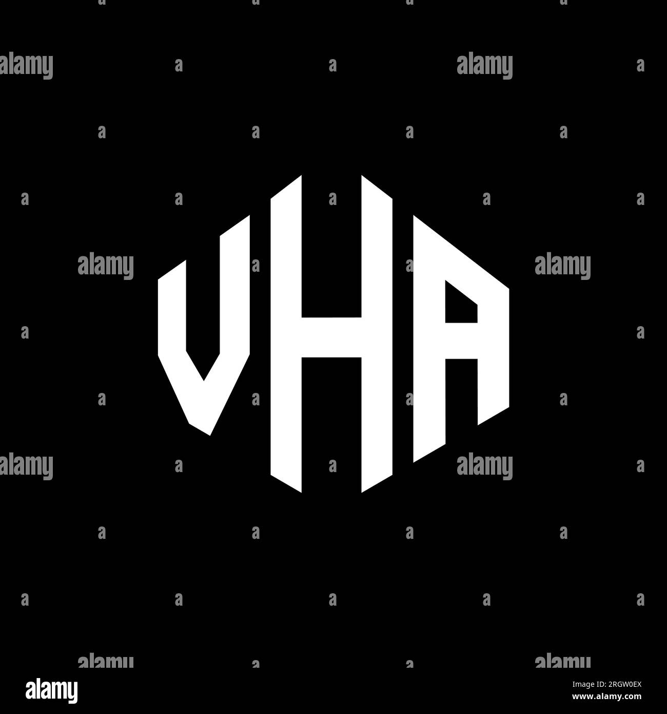 Logo de lettre VHA avec forme de polygone. Logo en forme de polygone et de cube VHA. Modèle de logo vectoriel hexagone VHA couleurs blanc et noir. VHA monogr Illustration de Vecteur