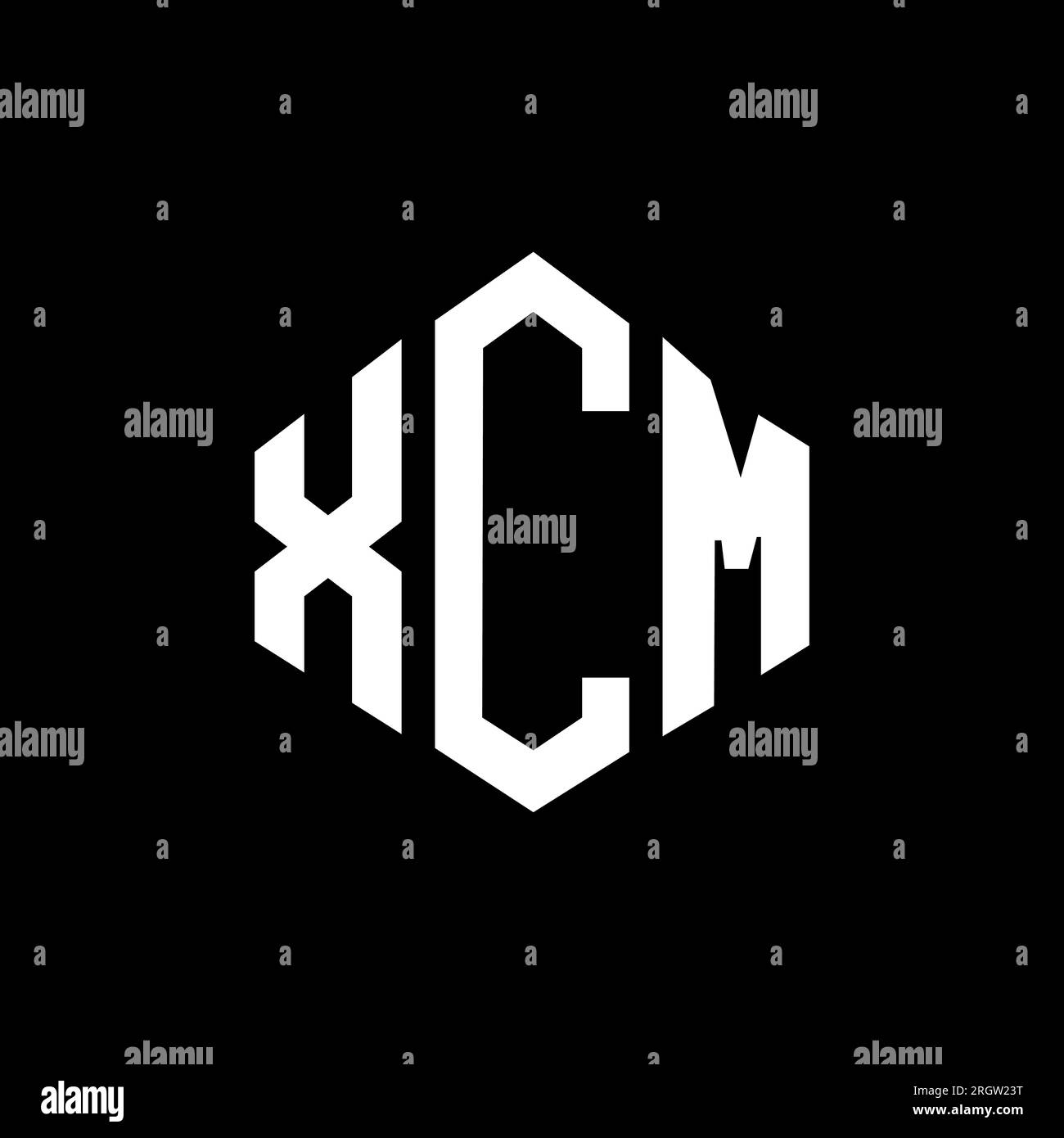 Logo de lettre XCM avec forme de polygone. Design de logo en forme de polygone et de cube XCM. Modèle de logo vectoriel XCM hexagone couleurs blanches et noires. Monogr. XCM Illustration de Vecteur