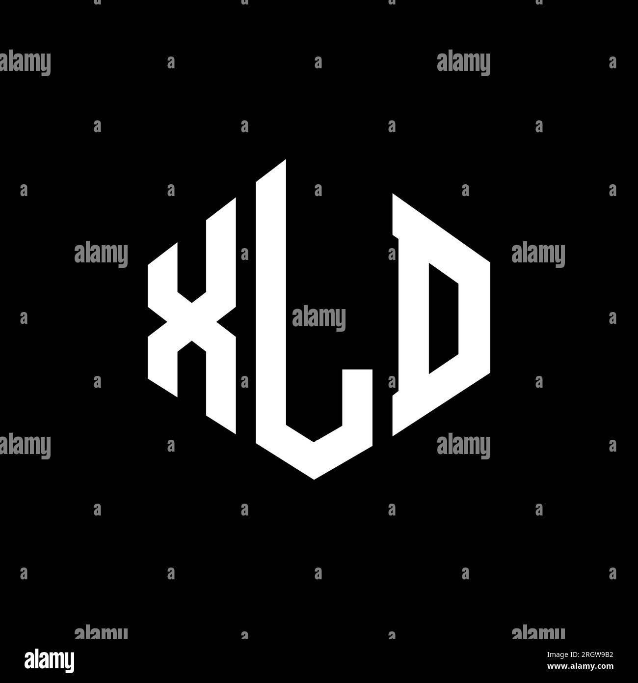 Logo de lettre XLD avec forme de polygone. Logo en forme de polygone et de cube XLD. Modèle de logo vectoriel hexagone XLD couleurs blanc et noir. Monogr. XLD Illustration de Vecteur