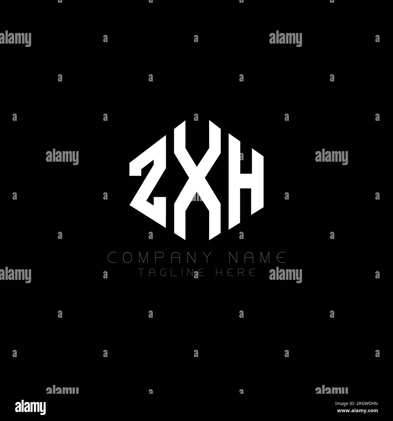 Conception de logo de lettre ZXH avec forme de polygone. Conception de logo en forme de polygone et de cube ZXH. Modèle de logo vectoriel hexagone ZXH couleurs blanches et noires. ZXH monogr Illustration de Vecteur