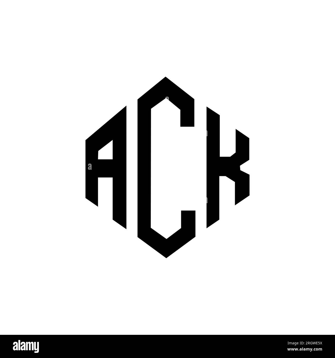 Logo de lettre ACK avec forme de polygone. Logo en forme de polygone et de cube ACK. Modèle de logo vectoriel ACK hexagone couleurs blanc et noir. ACK monogr Illustration de Vecteur