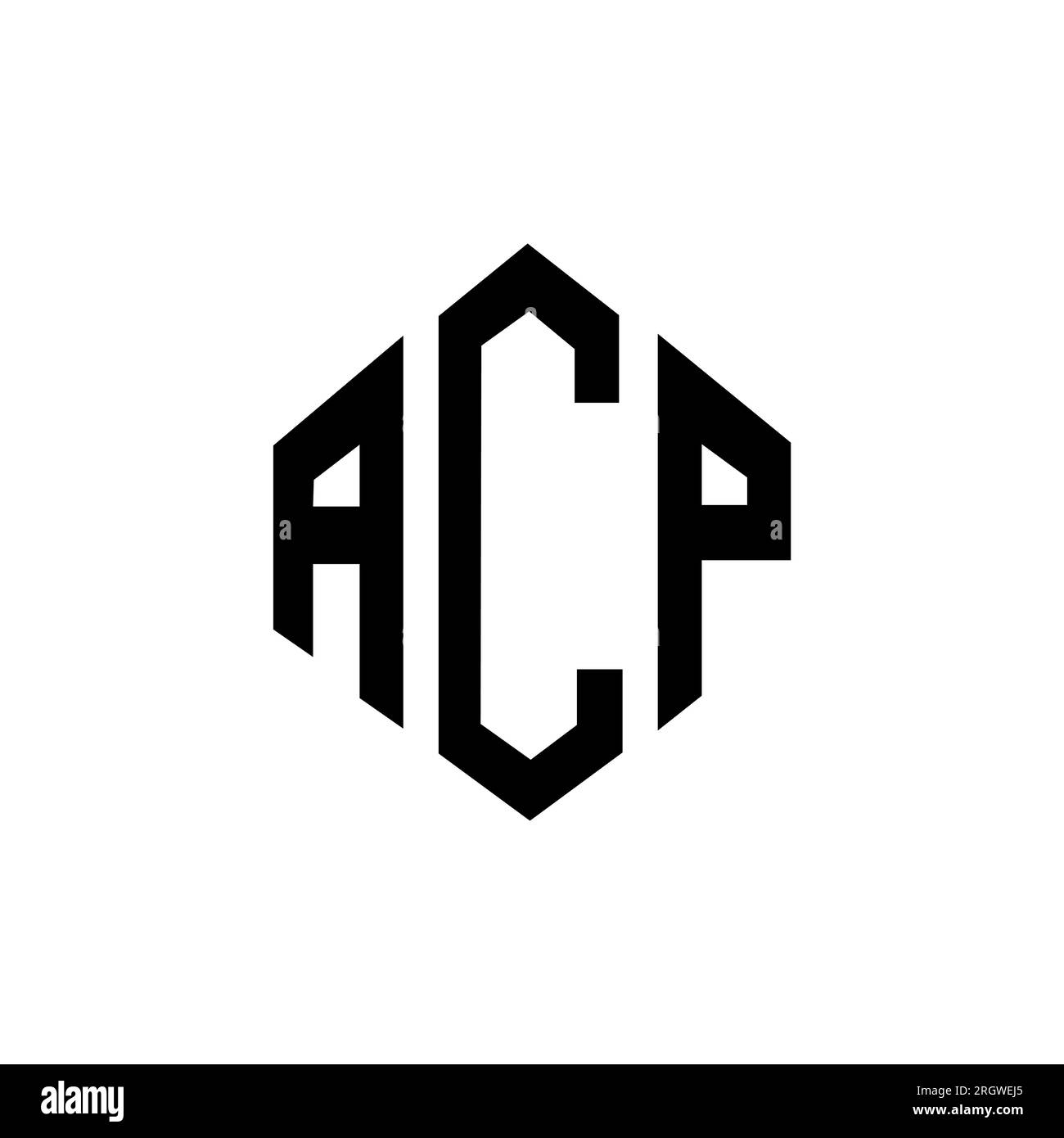 Logo de lettre ACP avec forme de polygone. Logo en forme de polygone et de cube ACP. Modèle de logo vectoriel hexagone ACP couleurs blanc et noir. ACP monogr Illustration de Vecteur