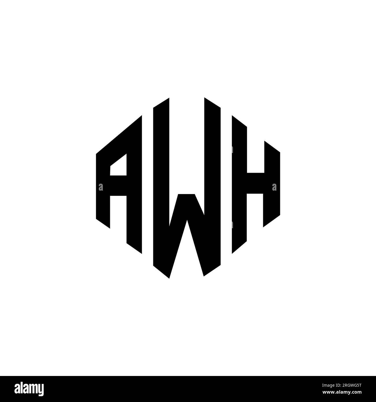 Design de logo de lettre AWH avec forme de polygone. Design de logo en forme de polygone et de cube AWH. Modèle de logo vectoriel AWH hexagone couleurs blanches et noires. AWH monogr Illustration de Vecteur