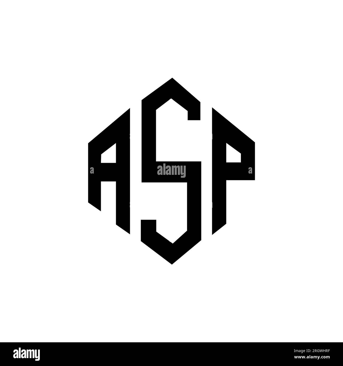 Logo de lettre ASP avec forme de polygone. Design de logo ASP polygone et cube. Modèle de logo vectoriel ASP hexagone couleurs blanches et noires. ASP monogr Illustration de Vecteur