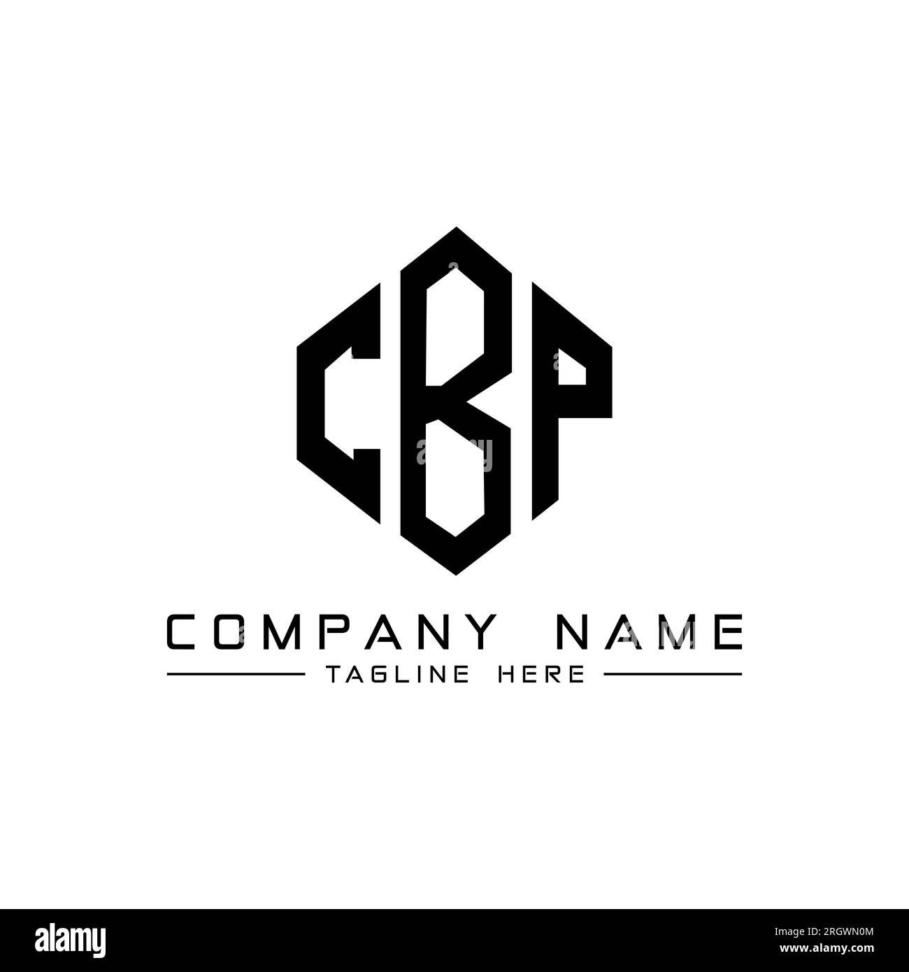 Logo de lettre CBP avec forme de polygone. CBP polygone et logo en forme de cube. Modèle de logo vectoriel hexagonal CBP couleurs blanches et noires. CBP monogr Illustration de Vecteur