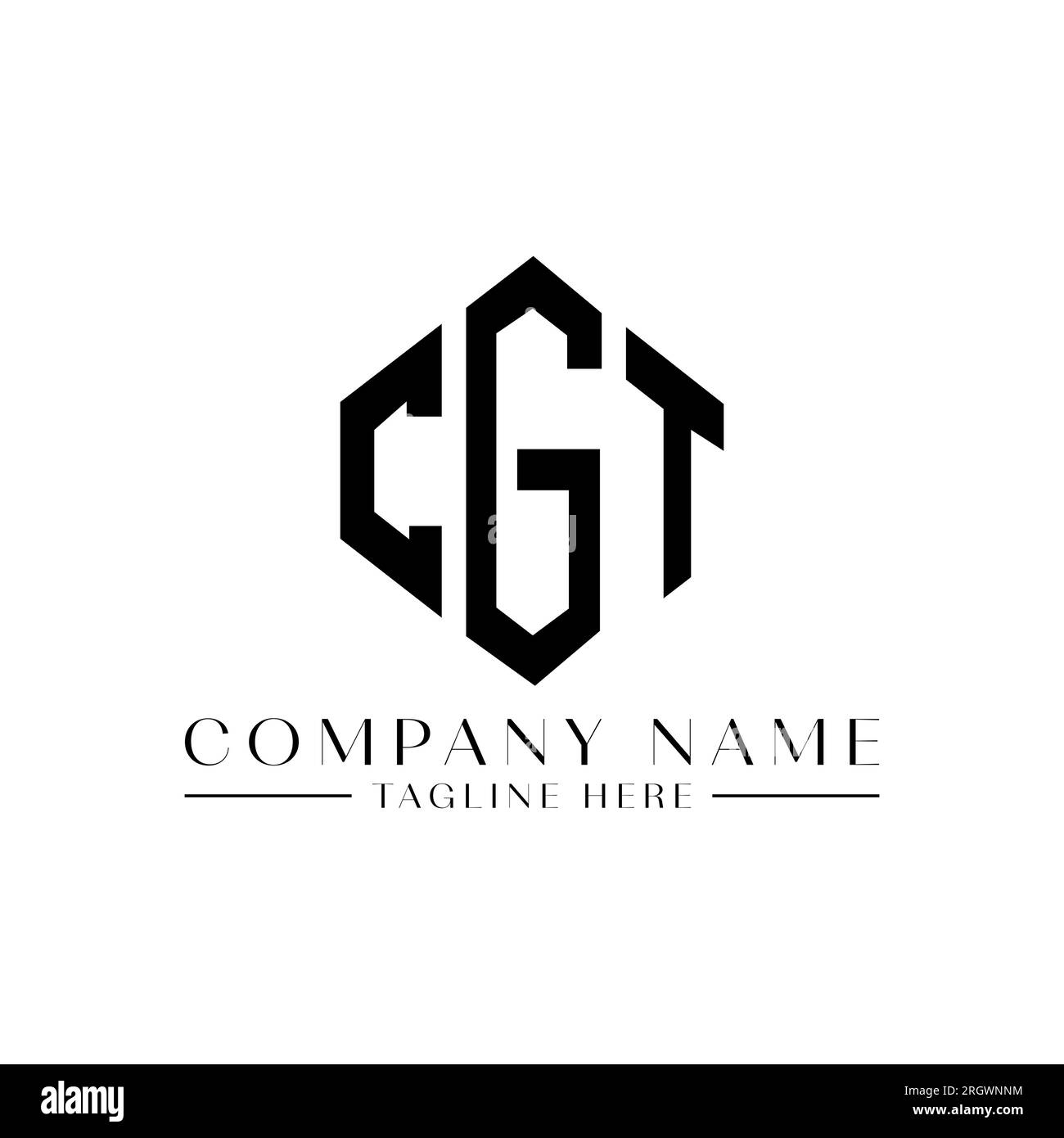 Logo de lettre CGT avec forme de polygone. Logo en forme de polygone et de cube CGT. Modèle de logo vectoriel hexagonal CGT couleurs blanches et noires. CGT monogr Illustration de Vecteur